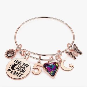 NWOT Charming Rose Gold Bracelet with Multicolor Heart